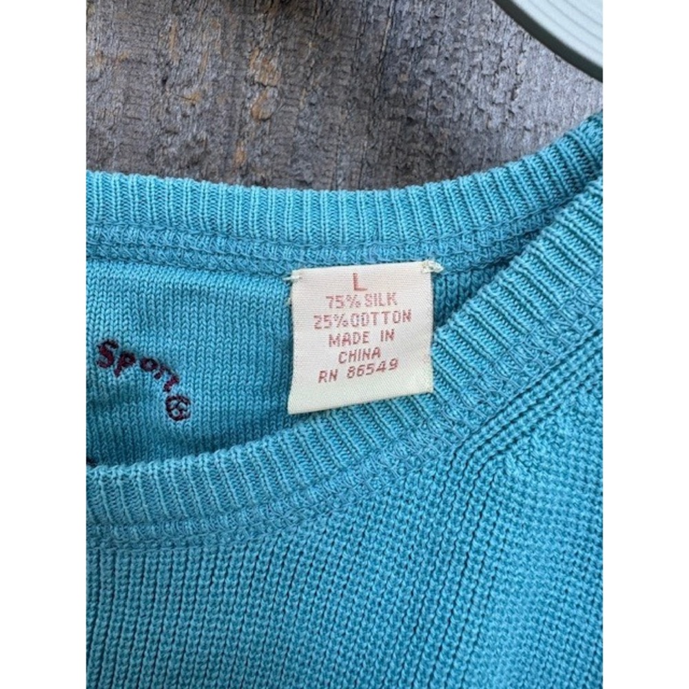 Original‎ Island Sport Y2K Aqua Knit Tank Top Sleeveless Silk Cotton Blend - Picture 4 of 4